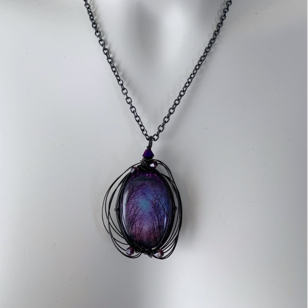 Handmade Purple Tree Necklace